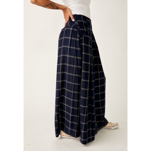 FREE PEOPLE Dance At Dusk Wide Leg Trousers / Navy Combo - Picture 8 of 11